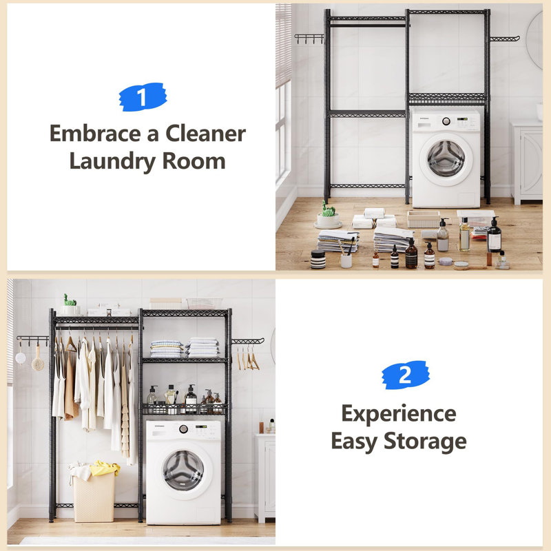 Homhougo Metal Free Standing Laundry Room Organizer Wayfair